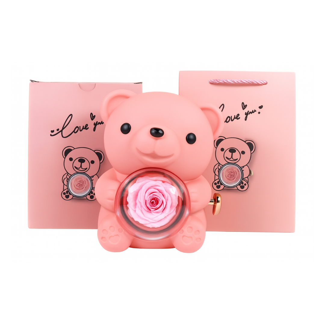 Colar com Nome Personalizado + Urso com Rosa Eternizada : ESPECIAL ANO NOVO