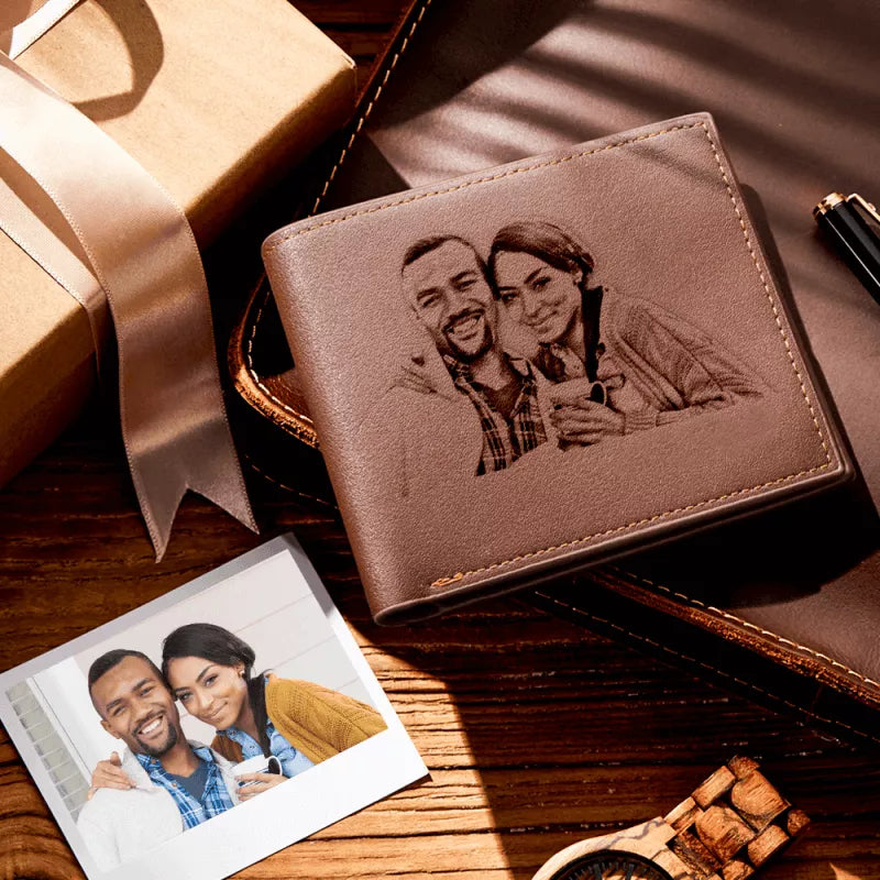 Carteira de Couro - Memoria do Pai - Masculina Personalizada com Foto Especial - Mega Promoção Dia Dos Pais !