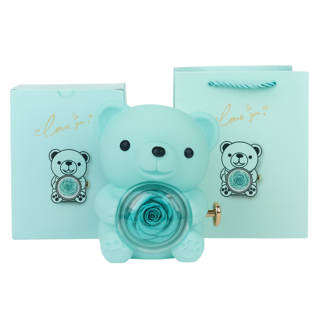 Colar com Nome Personalizado + Urso com Rosa Eternizada : ESPECIAL ANO NOVO