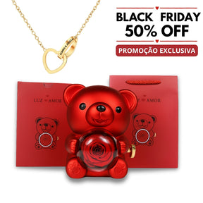 Colar com Nome Personalizado + Urso com Rosa Eternizada : ESPECIAL ANO NOVO