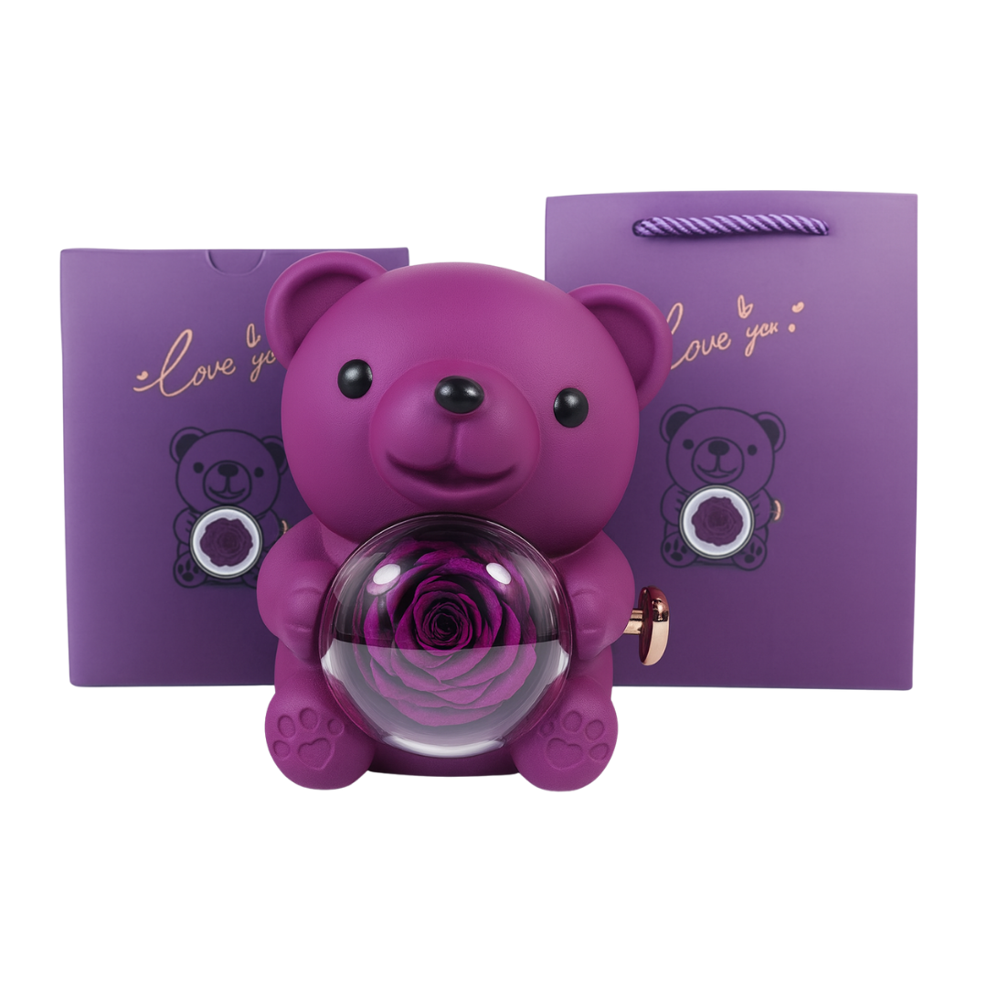 Colar com Nome Personalizado + Urso com Rosa Eternizada : ESPECIAL ANO NOVO