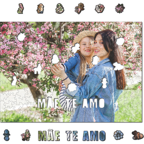 Sua Foto com Molde - Quebra-Cabeça de Madeira 3D Personalizável