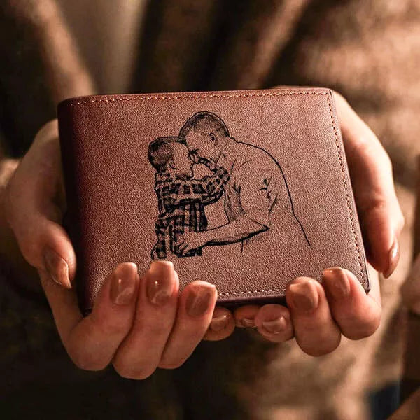 Carteira de Couro - Memoria do Pai - Masculina Personalizada com Foto Especial - Mega Promoção Dia Dos Pais !