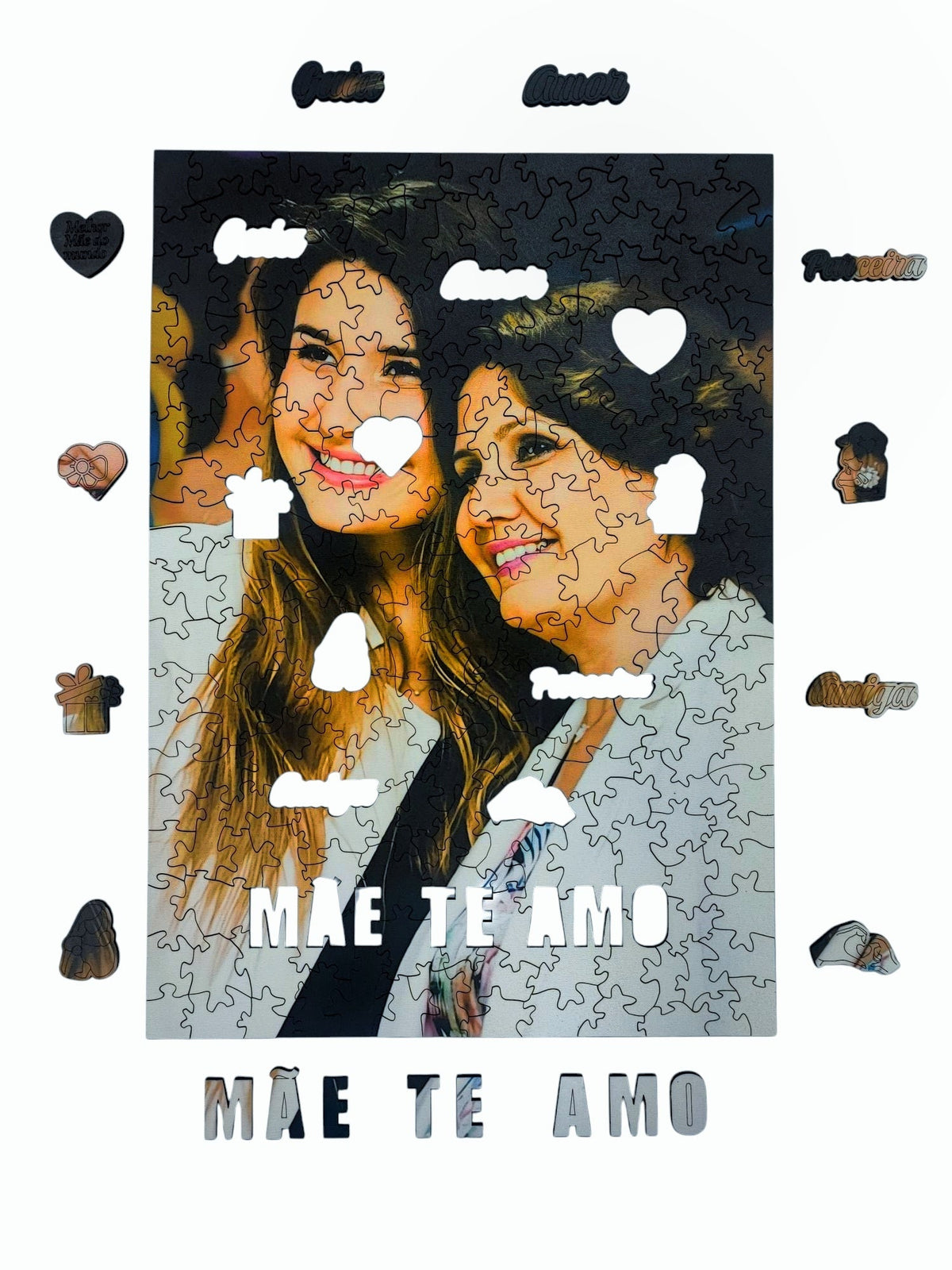 Sua Foto com Molde - Quebra-Cabeça de Madeira 3D Personalizável